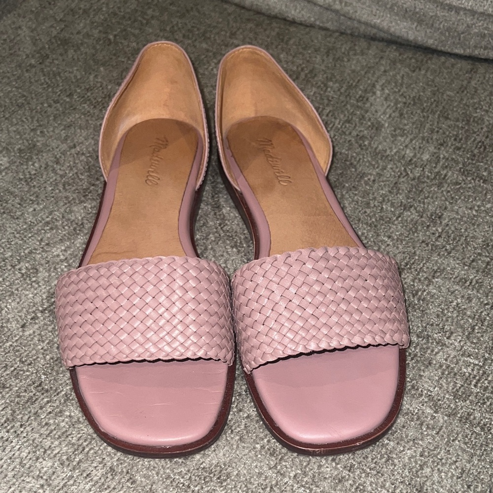 Madewell Pink Woven Slide Sandals